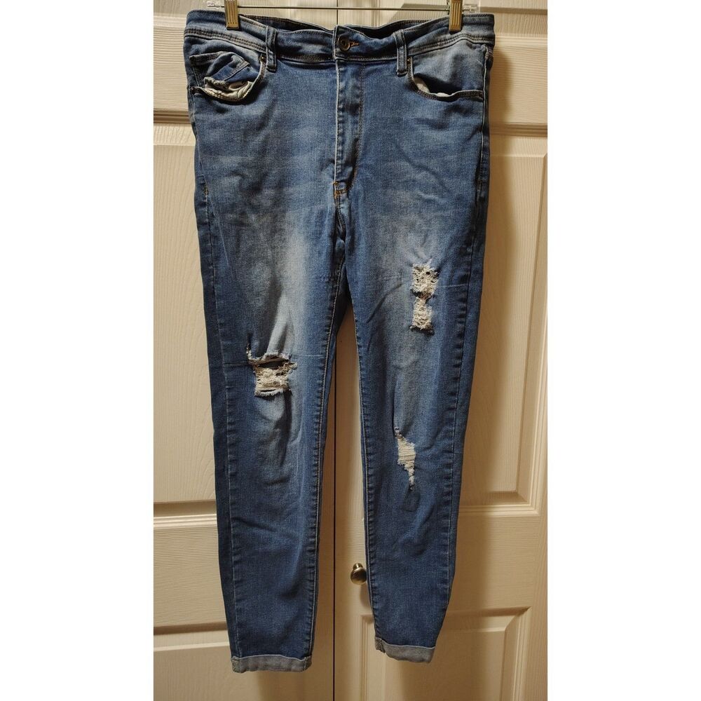 Skinny Fries High-Rise Distressed Skinny Jeans Size 13